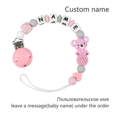 Load image into Gallery viewer, Baby Teether Bracelet Food Grade Silicone Chews Nurse Gift Toys Koala Teething Necklace pacifier clip with name DIY BABY custom