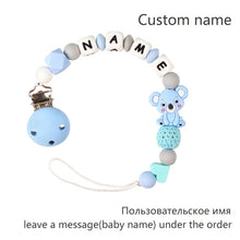 Load image into Gallery viewer, Baby Teether Bracelet Food Grade Silicone Chews Nurse Gift Toys Koala Teething Necklace pacifier clip with name DIY BABY custom