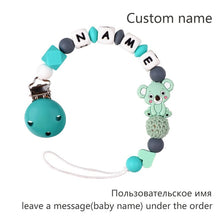 Load image into Gallery viewer, Baby Teether Bracelet Food Grade Silicone Chews Nurse Gift Toys Koala Teething Necklace pacifier clip with name DIY BABY custom