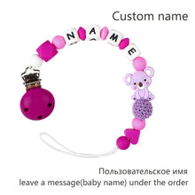 Load image into Gallery viewer, Baby Teether Bracelet Food Grade Silicone Chews Nurse Gift Toys Koala Teething Necklace pacifier clip with name DIY BABY custom