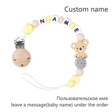 Load image into Gallery viewer, Baby Teether Bracelet Food Grade Silicone Chews Nurse Gift Toys Koala Teething Necklace pacifier clip with name DIY BABY custom