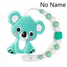 Load image into Gallery viewer, Baby Teether Bracelet Food Grade Silicone Chews Nurse Gift Toys Koala Teething Necklace pacifier clip with name DIY BABY custom