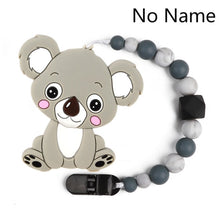 Load image into Gallery viewer, Baby Teether Bracelet Food Grade Silicone Chews Nurse Gift Toys Koala Teething Necklace pacifier clip with name DIY BABY custom